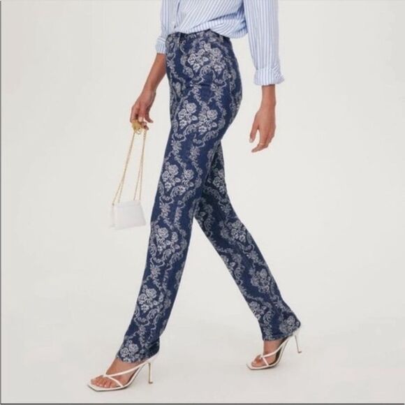 REFORMATION | Cynthia Baroque Straight Long Jeans Renaissance Women’s Size 25 - Picture 2 of 13